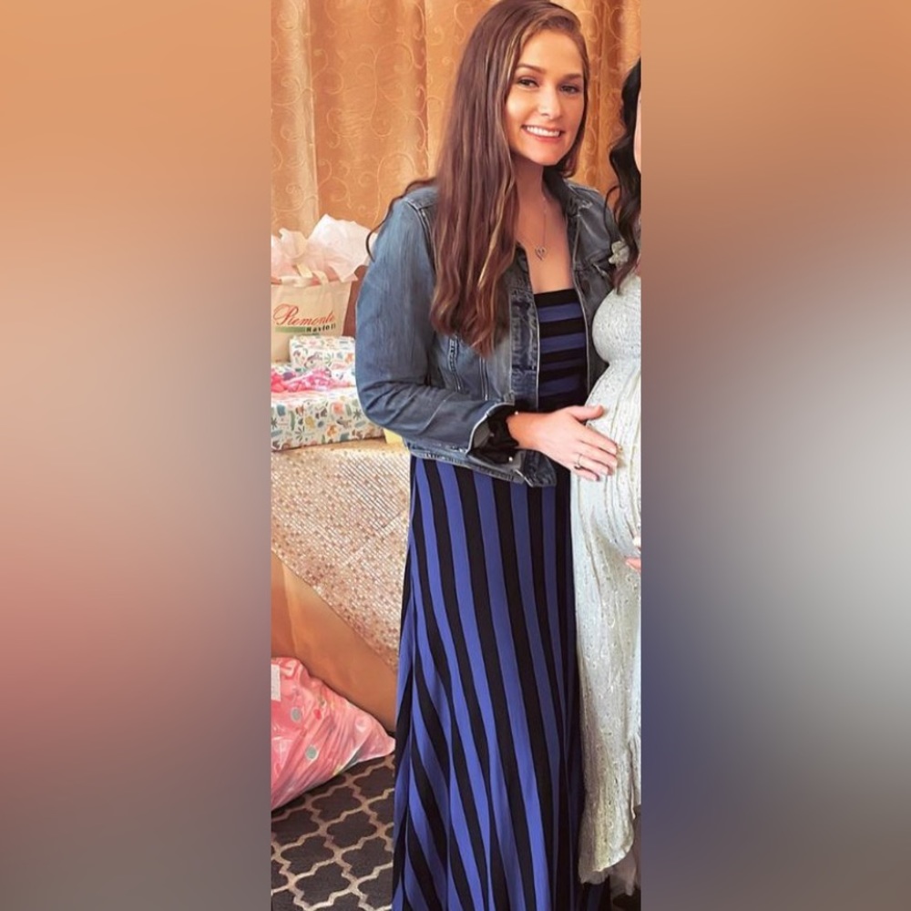 Long Striped Black and Purple Dress